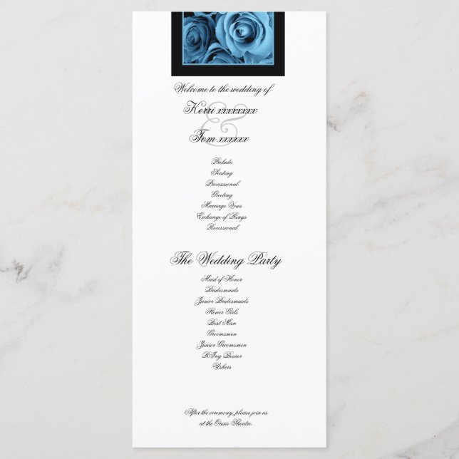 Anúncio do Programa de Casamento de ROSAS AZUL (Frente)