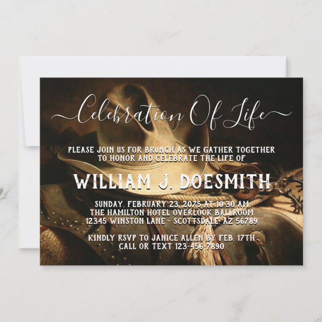 Anúncio do Serviço de Memória do Cowboy Things (Frente)