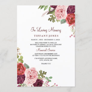 Anúncio do Serviço de Memória Floral da Burgundy