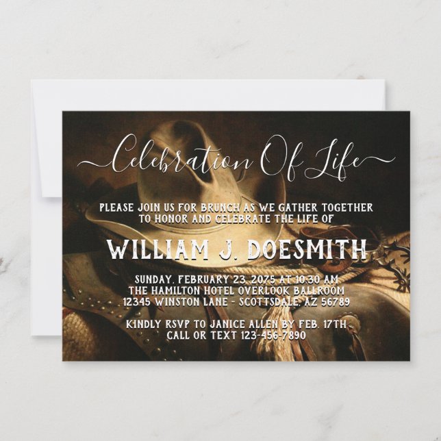 Anúncio do Serviço de Memória Rustic Cowboy Things (Frente)