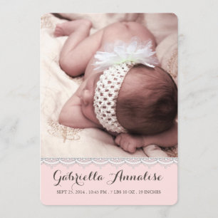 Anúncio doce do nascimento da foto do bebé do laço