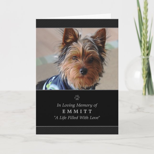 Anúncio Dog Sympathy Custom Photo Memorial Card - Black (Frente)