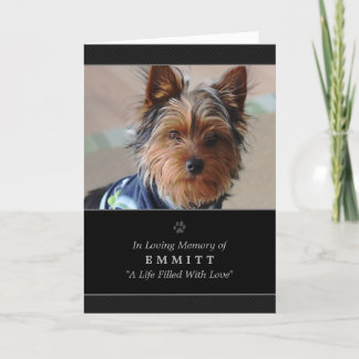 Anúncio Dog Sympathy Custom Photo Memorial Card - Black