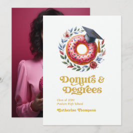 Anúncio Donuts Rosa e Dourado e Diploma Foto de Formatura