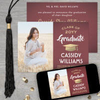 Dos Pais Uma Foto Burgundy & Gold Graduação
