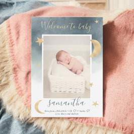 Anúncio Dourada lua estrelas azul cor d'água fotografia be