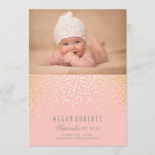 Anúncio Dourado Confetti Dots Rosa-Rosa, Foto do Bebê Recé