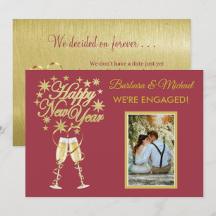 Anúncio Dourado de Ano Novo Brilhante e Vermelho d