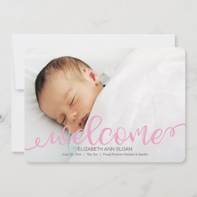 Anúncio Dourado de Foto de Nascimento Bebê Manuscr (Frente)