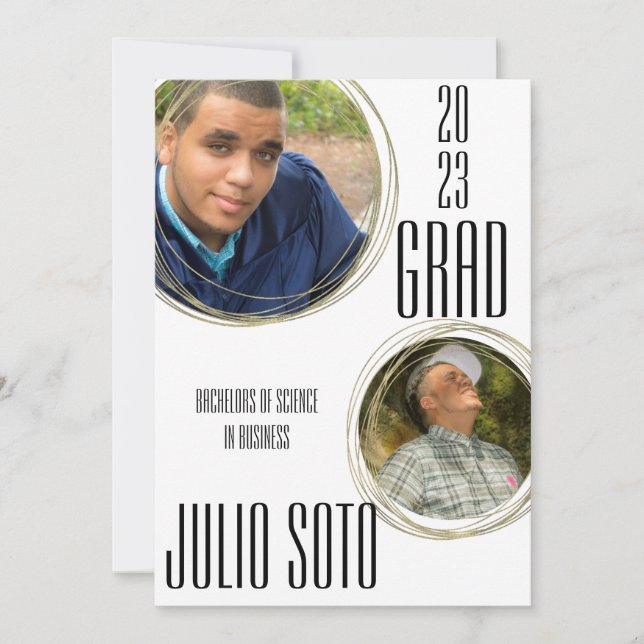 Anúncio Dourado de Foto para Graduação Moderna (Frente)