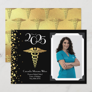 Anúncio Dourado de graduação em preto