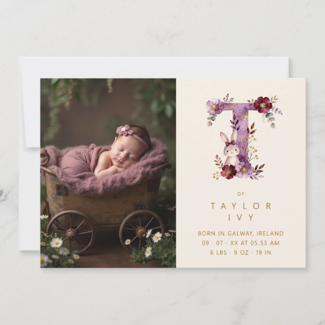 Anúncio Dreamy Bunny T Initial Gold Glitter Newborn (Frente)