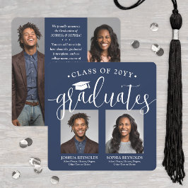 Anúncio Dúpla Formatura 2 Graduados & 4 Fotos Azul Marinho