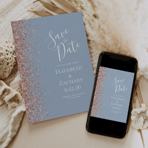Anúncio Dusty Blue Rose Gold Salve a Data
