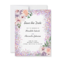 Dusty Purple Peach Floral Código QR Salvar Data