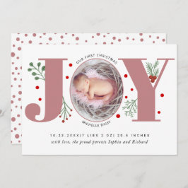 Anúncio Dusty rosa Joy Primeiro Natal Foto de Nascimento