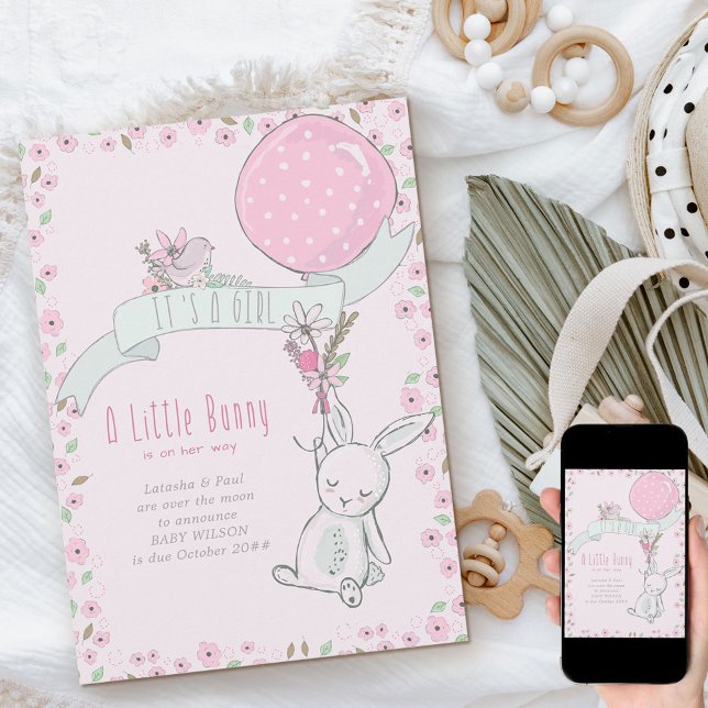 Anúncio É um coelhinho de garota com gravidez no balão (Criador carregado)