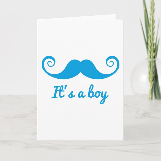 Anúncio é um design de menino com bigode azul para bebê (Frente)
