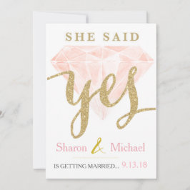 Anúncio Ela disse Sim Diamante Rosa