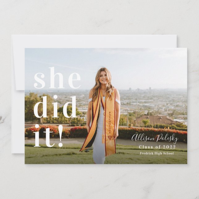 Anúncio Ela fez isso! Classe de Foto Graduação de 2022 (Frente)