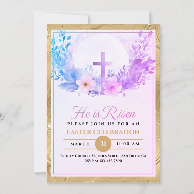 Anúncio Ele É Crescente Páscoa De Flores De Água, Religios (Frente)