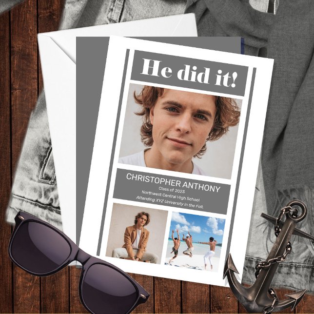 Anúncio Ele Fez Uma Simples Graduação De Cinzas Minimalist (Criador carregado)