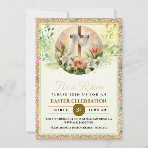 Anúncio Ele Ressuscitou Água-Forte Floral Páscoa, Religios