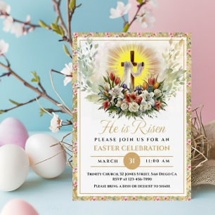 Anúncio Ele Ressuscitou Água-Forte Floral Páscoa, Religios