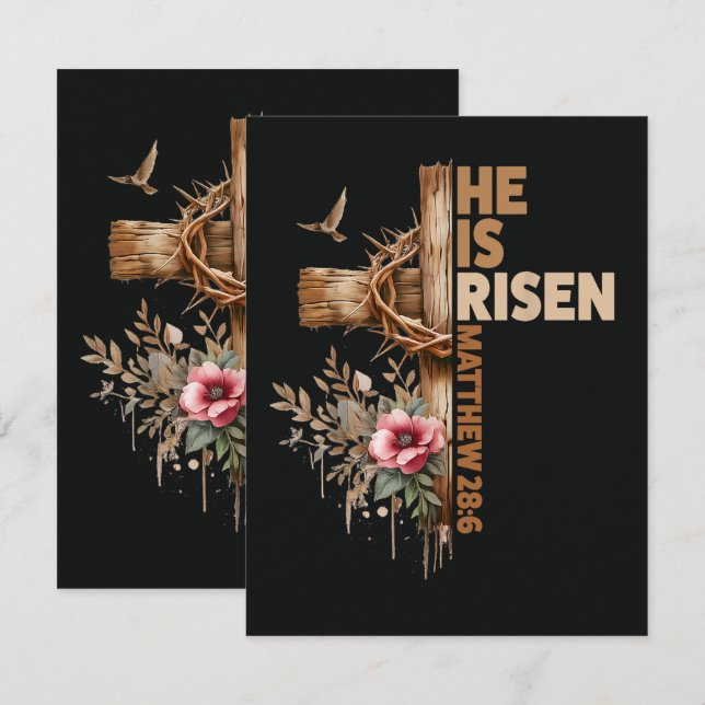 Anúncio Ele Ressuscitou Jesus Cristão Religioso Páscoa (Frente/Verso)