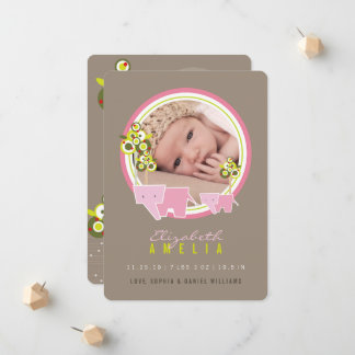 Anúncio Elefantes Rosa Fofo Família Menina Foto Nascimento