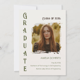 Anúncio Elegância Moderna em Sage e Creme para formatura