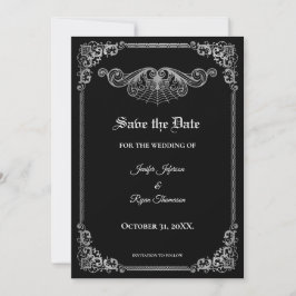 Anúncio Elegant black Gothic wedding save the date