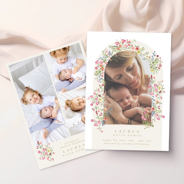 Anúncio elegant dainty floral arch 4 photo our baby birth (Criador carregado)