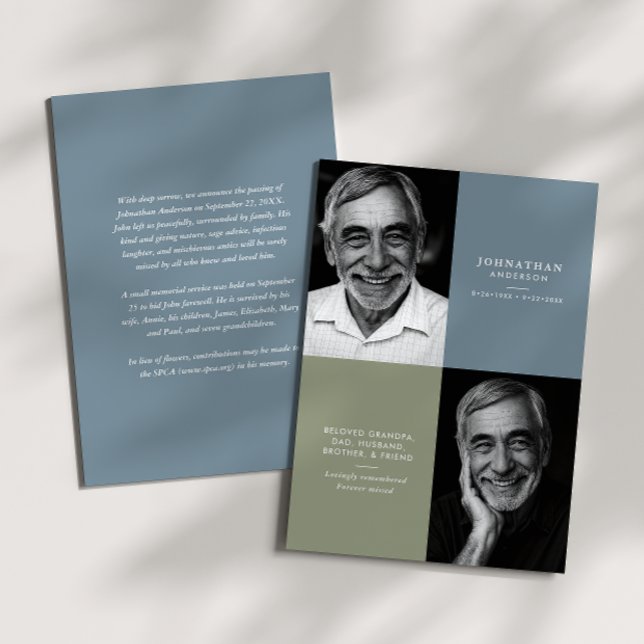 Anúncio Elegant Modern 2-Photo Printed/Downloadable Death (Criador carregado)