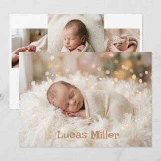 Anúncio Elegant Newborn Birth Announcement