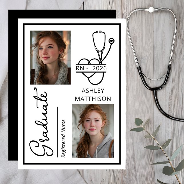 Anúncio Elegant RN 2026 Nursing Graduation Photo (Elegant RN 2026 Nursing Graduation Photo Announcement -- Print | Digital Download)