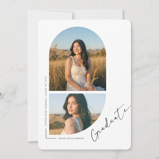 Anúncio Elegant Script Arch Photo Collage Graduation (Frente)