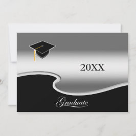 Anúncio Elegant Silver and Black with Photo Graduation