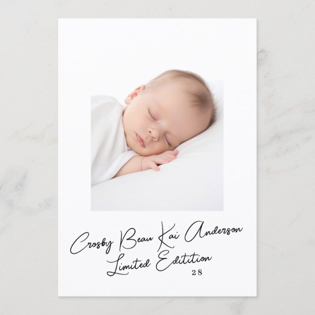 Anúncio Elegant Simple Script Photo Baby Birth (Frente)