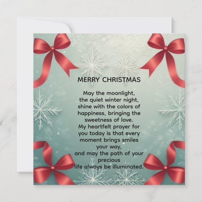 Anúncio Elegant Winter Snowflake Frame with Red Bows (Frente)