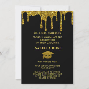 Anúncio Elegante Chic Preto e Dourado Formatura 2025