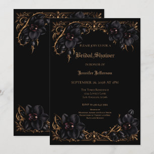 Anúncio Elegante Chuveiro de Noiva Orchid Black Gothic