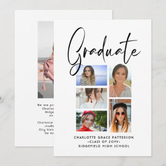 Anúncio Elegante Colagem de Graduação com 5 Fotos em Scrip