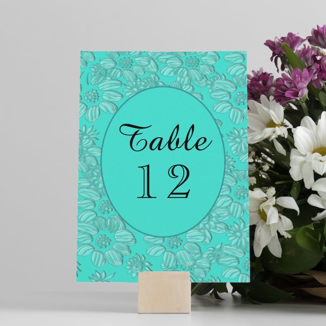 Anúncio Elegante Daisies Turquoise Mesa de Casamento Sem C (Elegant Daisies Turquoise Wedding Table No Card)