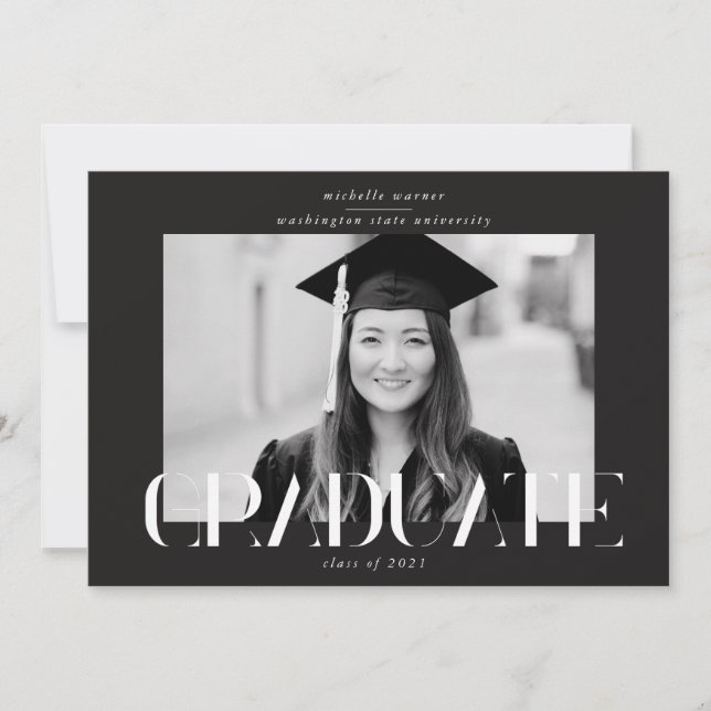 anúncio elegante do formando de script moderno (Frente)