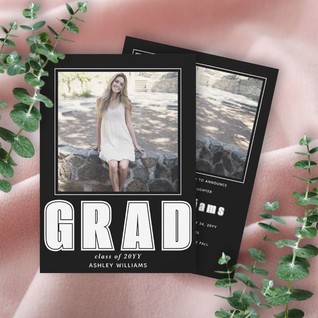 Anúncio Elegante FORMANDO preto e branco Classe de Foto 20 (Criador carregado)