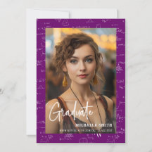 Elegante Foto de Formatura Escrita à Mão em Roxo M