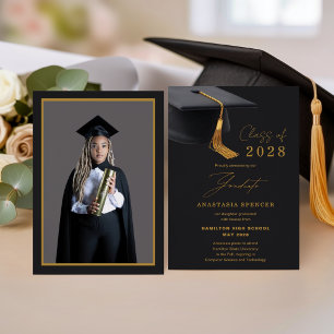 Anúncio Elegante Graduação Preto Ouro com Foto