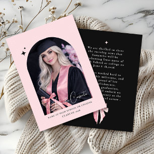 Anúncio Elegante laço rosa coquete foto formatura preta