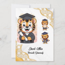 Anúncio Elegante Luxo de Graduação em Dourado e Branco